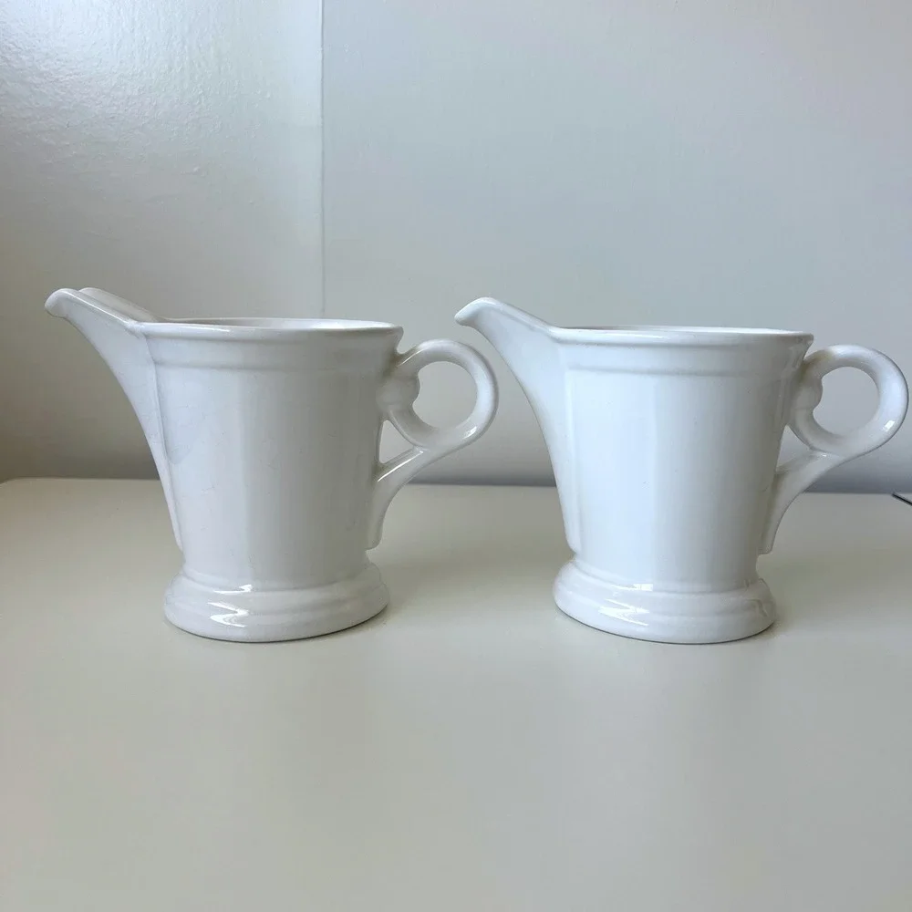 Fapor Coronado White Creamer Set of 2 Restaurant Ware Ironstone Pitchers